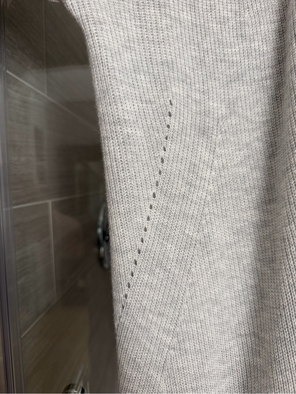 Express Light Gray Open-Front Long Ribbed Cardigan - Picture 2 of 5